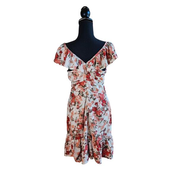 CATO Spring Floral Dress Size Medium Gorgeous Feminine Flutter Sleeve V Neck - Picture 3 of 12
